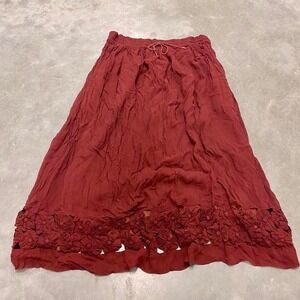 Vintage 90s y2k low rise midi skirt burgundy red